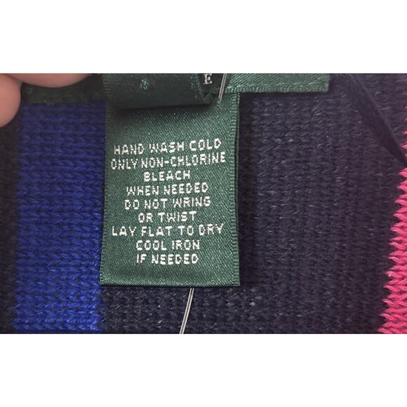 EUC Lauren Ralph Lauren Petite Medium/Large Blanket Poncho Linen Blend Striped - Picture 8 of 8